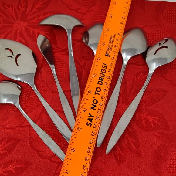 7X Serving Set Oneida Oneidacraft Deluxe Stainless Wintersong Spoons Ladle - Picture 11 of 11